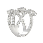 LADIES RING 2 1/2CT ROUND/PEAR DIAMOND 14K WHITE GOLD 