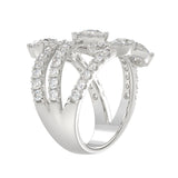 LADIES RING 2 1/2CT ROUND/PEAR DIAMOND 14K WHITE GOLD 
