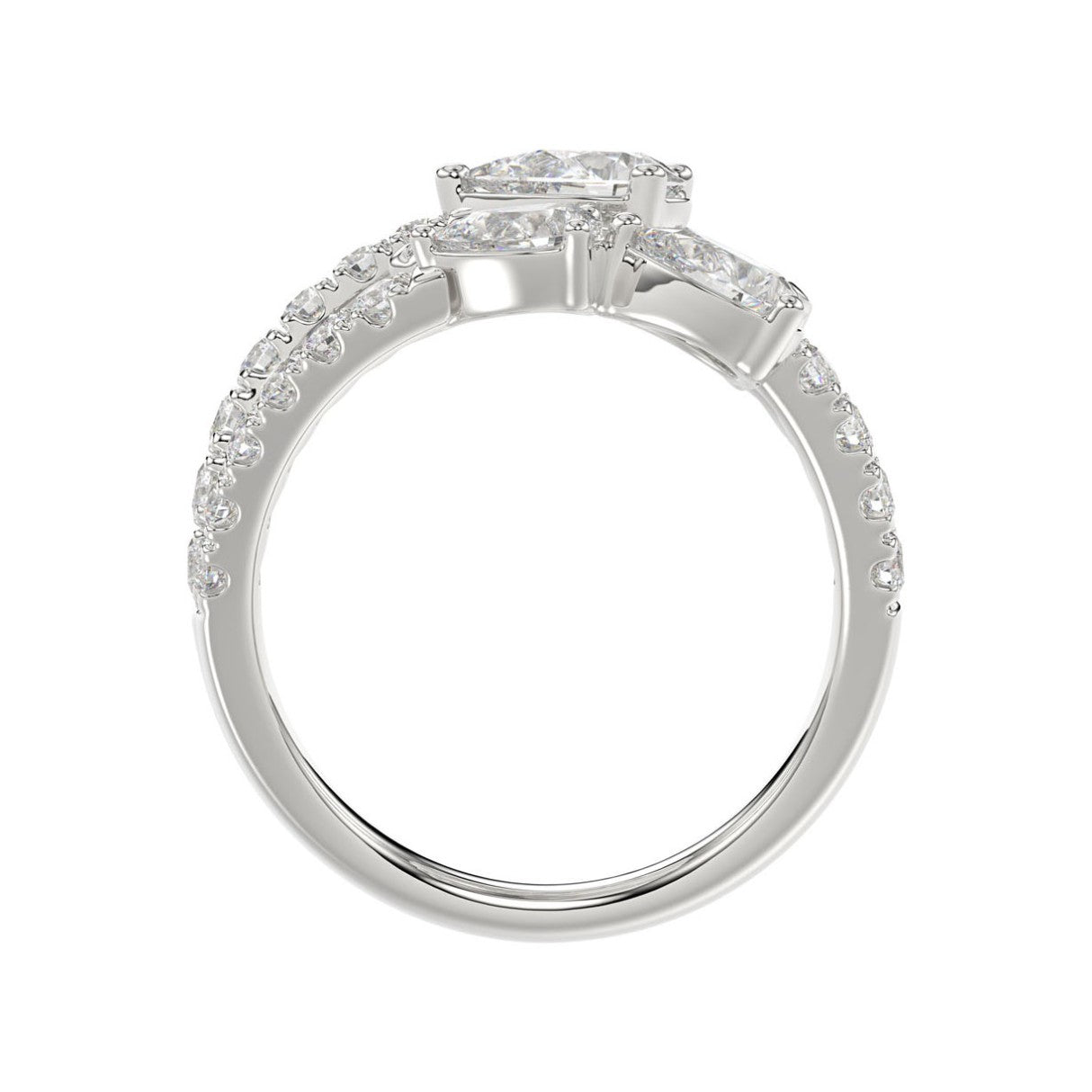 LADIES RING 2 1/2CT ROUND/PEAR DIAMOND 14K WHITE GOLD 