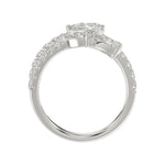 LADIES RING 2 1/2CT ROUND/PEAR DIAMOND 14K WHITE GOLD 