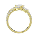 LADIES RING 2 1/2CT ROUND/PEAR DIAMOND 14K YELLOW GOLD 