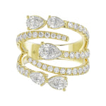 LADIES RING 2 1/2CT ROUND/PEAR DIAMOND 14K YELLOW GOLD 