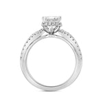 LADIES RING 2.50CT ROUND/BAGUETTE/EMERALD DIAMOND 14K WHITE GOLD (CENTER STONE EMERALD DIAMOND 2.00CT)