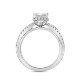 LADIES RING 2.50CT ROUND/BAGUETTE/EMERALD DIAMOND 14K WHITE GOLD (CENTER STONE EMERALD DIAMOND 2.00CT)