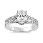 LADIES RING 2.55CT ROUND/BAGUETTE/OVAL DIAMOND  14K WHITE GOLD (CENTER STONE OVAL DIAMOND 3.00CT)