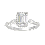 LADIES RING 3.50CT ROUND/MARQUISE/EMERALD DIAMOND 14K WHITE GOLD (CENTER STONE EMERALD DIAMOND 3.00CT)
