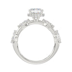 LADIES RING 3.50CT ROUND/MARQUISE/EMERALD DIAMOND 14K WHITE GOLD (CENTER STONE EMERALD DIAMOND 3.00CT)