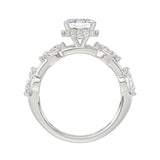 LADIES RING 3.50CT ROUND/MARQUISE/EMERALD DIAMOND 14K WHITE GOLD (CENTER STONE EMERALD DIAMOND 3.00CT)