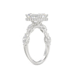 LADIES RING 3.50CT ROUND/MARQUISE/EMERALD DIAMOND 14K WHITE GOLD (CENTER STONE EMERALD DIAMOND 3.00CT)
