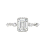 LADIES RING 3.50CT ROUND/MARQUISE/EMERALD DIAMOND 14K WHITE GOLD (CENTER STONE EMERALD DIAMOND 3.00CT)