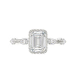 LADIES RING 3.50CT ROUND/MARQUISE/EMERALD DIAMOND 14K WHITE GOLD (CENTER STONE EMERALD DIAMOND 3.00CT)