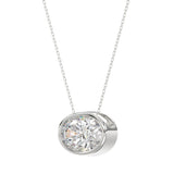 LADIES SOLITAIRE PENDANT 2CT OVAL DIAMOND 14K WHITE GOLD