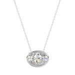 LADIES SOLITAIRE PENDANT 1CT OVAL DIAMOND 14K WHITE GOLD 