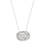 LADIES SOLITAIRE PENDANT 1CT OVAL DIAMOND 14K WHITE GOLD 