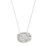 LADIES SOLITAIRE PENDANT 1CT OVAL DIAMOND 14K WHITE GOLD 