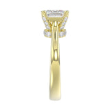 LADIES RING 3.25CT ROUND/EMERALD DIAMOND 14K YELLOW GOLD (CENTER STONE EMERALD DIAMOND 3.00CT)