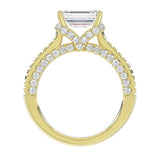 LADIES RING 3CT ROUND/EMERALD/BAGUETTE DIAMOND 14K YELLOW GOLD (CENTER STONE EMERALD DIAMOND 2.00CT)