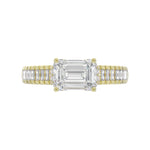 LADIES RING 3CT ROUND/EMERALD/BAGUETTE DIAMOND 14K YELLOW GOLD (CENTER STONE EMERALD DIAMOND 2.00CT)