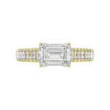 LADIES RING 3CT ROUND/EMERALD/BAGUETTE DIAMOND 14K YELLOW GOLD (CENTER STONE EMERALD DIAMOND 2.00CT)