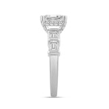 LADIES RING 3.25CT ROUND/EMERALD DIAMOND 14K WHITE GOLD (CENTER STONE EMERALD DIAMOND 2.00CT)