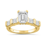 LADIES RING 3.25CT ROUND/EMERALD DIAMOND 14K YELLOW GOLD (CENTER STONE EMERALD DIAMOND 2.00CT)