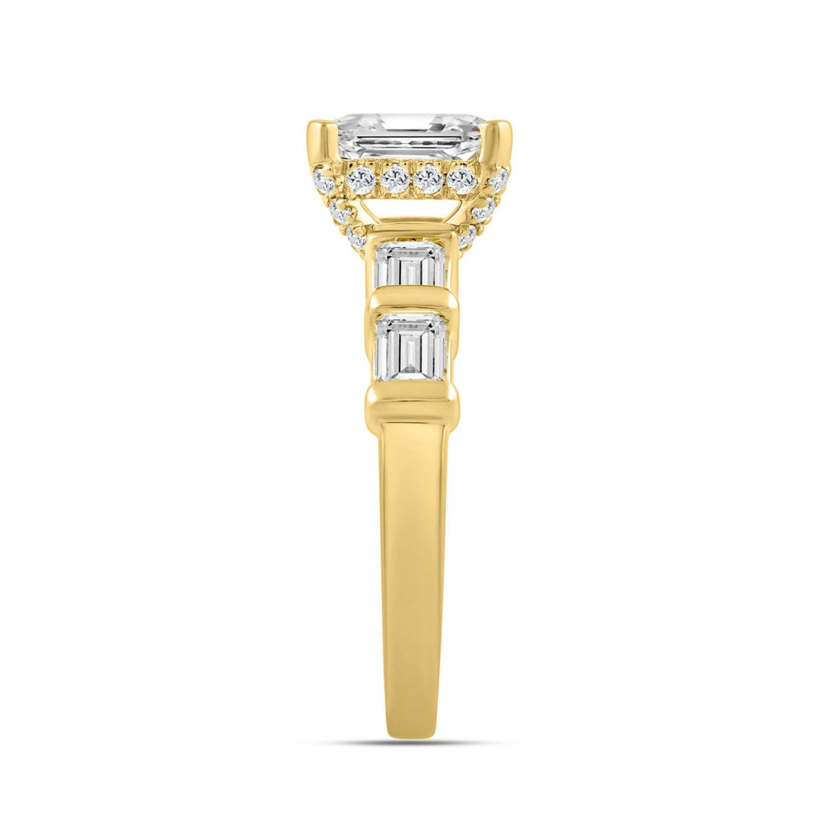 LADIES RING 3.25CT ROUND/EMERALD DIAMOND 14K YELLOW GOLD (CENTER STONE EMERALD DIAMOND 2.00CT)