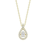 LADIES DANCING DIAMOND PENDANT WITH CHAIN 3/4CT ROUND DIAMOND 14K YELLOW GOLD (CENTER STONE PEAR DIAMOND 1/2CT)
