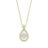 LADIES DANCING DIAMOND PENDANT WITH CHAIN 3/4CT ROUND DIAMOND 14K YELLOW GOLD (CENTER STONE PEAR DIAMOND 1/2CT)