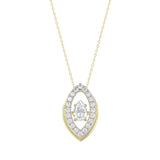 LADIES DANCING DIAMOND PENDANT WITH CHAIN 3/4CT ROUND/PEAR DIAMOND 14K YELLOW GOLD (CENTER STONE PEAR DIAMOND 1/2CT)
