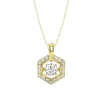 LADIES DANCING DIAMOND PENDANT WITH CHAIN 1/2CT ROUND DIAMOND 14K YELLOW GOLD (CENTER STONE ROUND DIAMOND 1/3CT)
