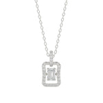 LADIES DANCING DIAMOND PENDANT WITH CHAIN 3/4CT ROUND/EMERALD DIAMOND 14K WHITE GOLD (CENTER STONE EMERALD DIAMOND 1/2CT)