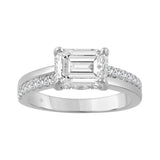 14K WHITE GOLD 2 1/3CT ROUND/EMERALD DIAMOND LADIES RING (CENTER STONE EMERALD DIAMOND 2.00CT)