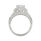 21K PLATINUM LADIES RING WITH 4.00CT ROUND/EMERALD/BAGUETTE DIAMONDS (CENTER STONE EMERALD DIAMOND 3CT)