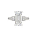21K PLATINUM LADIES RING WITH 4.00CT ROUND/EMERALD/BAGUETTE DIAMONDS (CENTER STONE EMERALD DIAMOND 3CT)