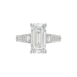21K PLATINUM LADIES RING WITH 4.00CT ROUND/EMERALD/BAGUETTE DIAMONDS (CENTER STONE EMERALD DIAMOND 3CT)