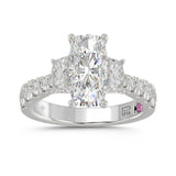 21K PLATINUM LADIES RING WITH 3 1/3CT ROUND/CUSHION/BAGUETTE DIAMONDS (CENTER STONE CUSHION DIAMOND 2CT)
