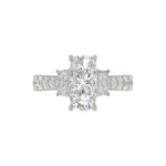 21K PLATINUM LADIES RING WITH 3 1/3CT ROUND/CUSHION/BAGUETTE DIAMONDS (CENTER STONE CUSHION DIAMOND 2CT)