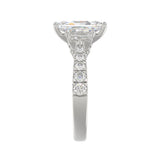 21K PLATINUM LADIES RING WITH 3 1/3CT ROUND/CUSHION/BAGUETTE DIAMONDS (CENTER STONE CUSHION DIAMOND 2CT)