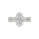 21K PLATINUM LADIES RING WITH 3.00CT ROUND/OVAL/HALF MOON/BAGUETTE DIAMONDS (CENTER STONE OVAL DIAMOND 2CT)