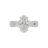 21K PLATINUM LADIES RING WITH 3.00CT ROUND/OVAL/HALF MOON/BAGUETTE DIAMONDS (CENTER STONE OVAL DIAMOND 2CT)
