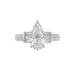 21K PLATINUM LADIES RING 2 3/4CT ROUND/PEAR/BAGUETTE DIAMOND (CENTER STONE PEAR DIAMOND 2CT)