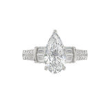 21K PLATINUM LADIES RING 2 3/4CT ROUND/PEAR/BAGUETTE DIAMOND (CENTER STONE PEAR DIAMOND 2CT)