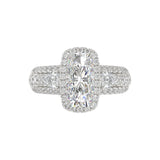 21K PLATINUM LADIES RING 3 1/2CT ROUND/PEAR/CUSHION/BAGUETTE DIAMOND (CENTER STONE CUSHION DIAMOND 2CT)