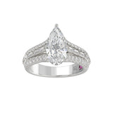 21K PLATINUM LADIES RING 2 3/4CT ROUND/PEAR/BAGUETTE DIAMOND (CENTER STONE PEAR DIAMOND 2CT)