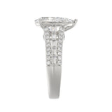 21K PLATINUM LADIES RING 2 3/4CT ROUND/PEAR/BAGUETTE DIAMOND (CENTER STONE PEAR DIAMOND 2CT)