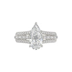 21K PLATINUM LADIES RING 2 3/4CT ROUND/PEAR/BAGUETTE DIAMOND (CENTER STONE PEAR DIAMOND 2CT)