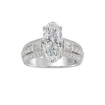 21K PLATINUM LADIES RING 4.00CT ROUND/OVAL/BAGUETTE DIAMOND (CENTER STONE OVAL DIAMOND 3CT)