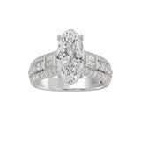 21K PLATINUM LADIES RING 4.00CT ROUND/OVAL/BAGUETTE DIAMOND (CENTER STONE OVAL DIAMOND 3CT)