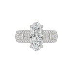 21K PLATINUM LADIES RING 4.00CT ROUND/OVAL/BAGUETTE DIAMOND (CENTER STONE OVAL DIAMOND 3CT)