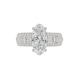 21K PLATINUM LADIES RING 4.00CT ROUND/OVAL/BAGUETTE DIAMOND (CENTER STONE OVAL DIAMOND 3CT)